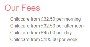 Nursery Fees