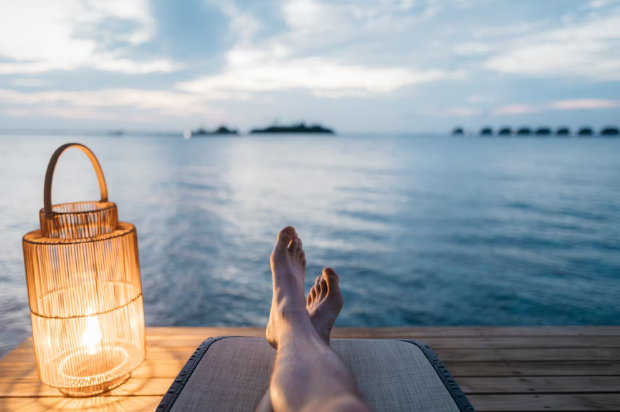 feet up by the sea