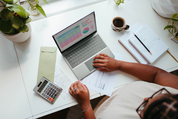 Woman working at laptop