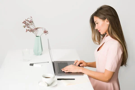 woman working on laptop