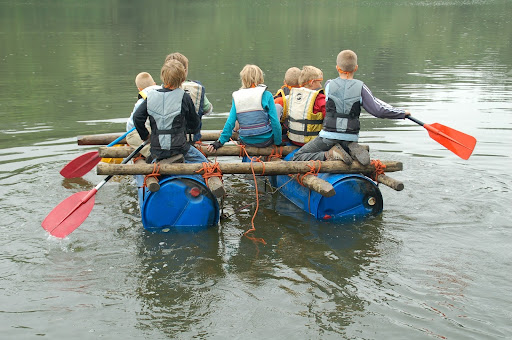 children on raft