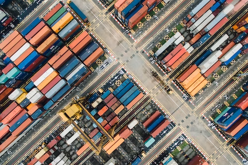 yard filled with shipping containers