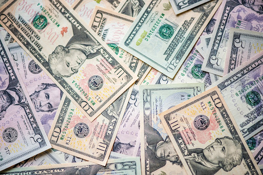 American dollars scattered