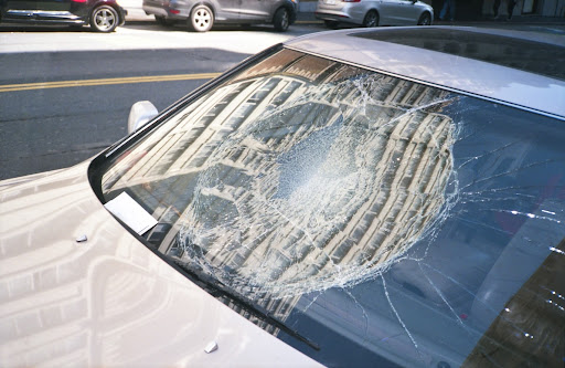 car with smashed windscreen