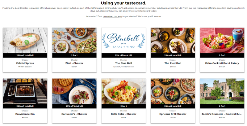 Tastecard Chester Eating Out Deals