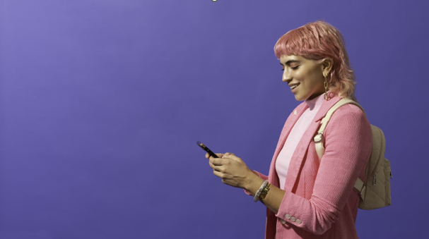 lady smiling at phone