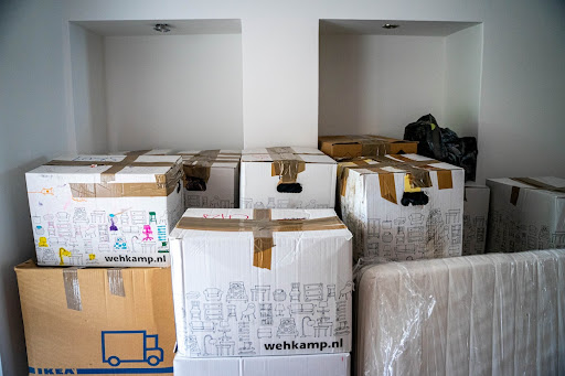 taped up moving boxes