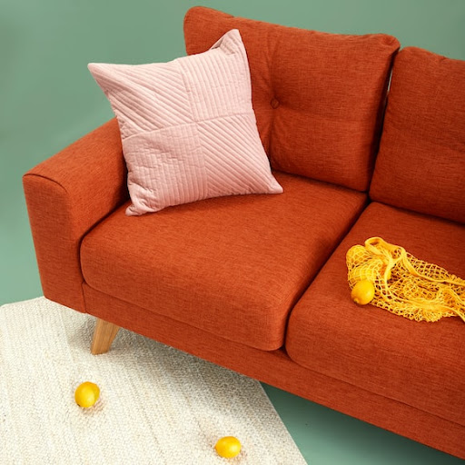 corner of red sofa
