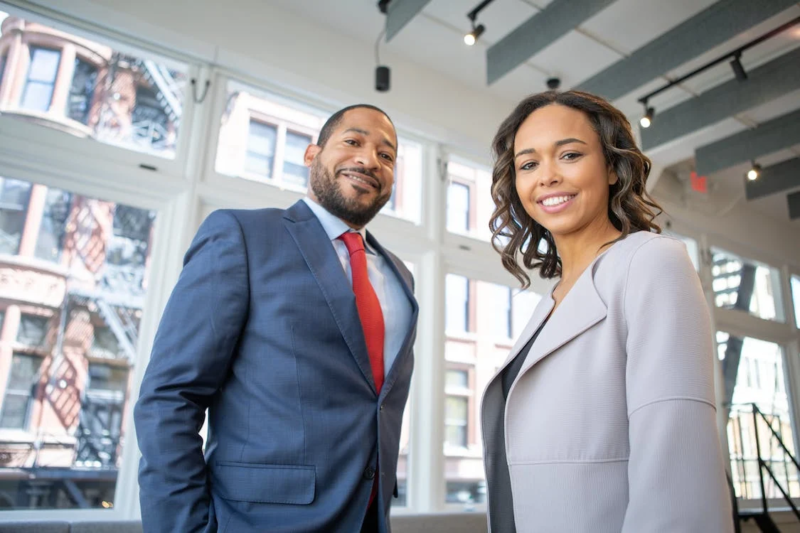 man and woman in business suits