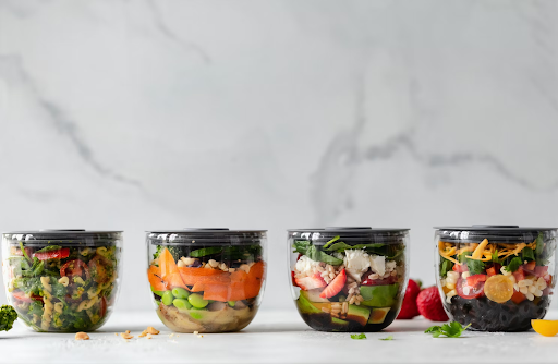 Glass jars with food