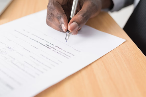 hand signing document