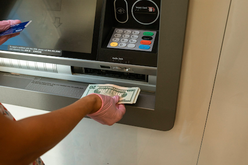 person using atm