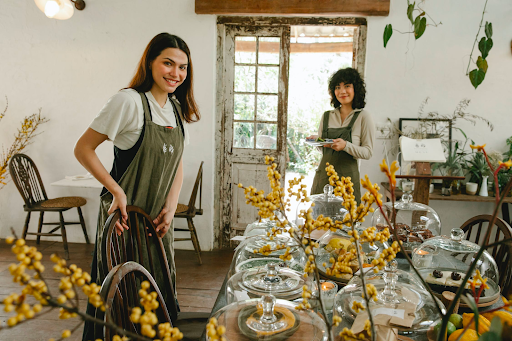 two ladies working in cafe