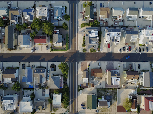 aerial view of village