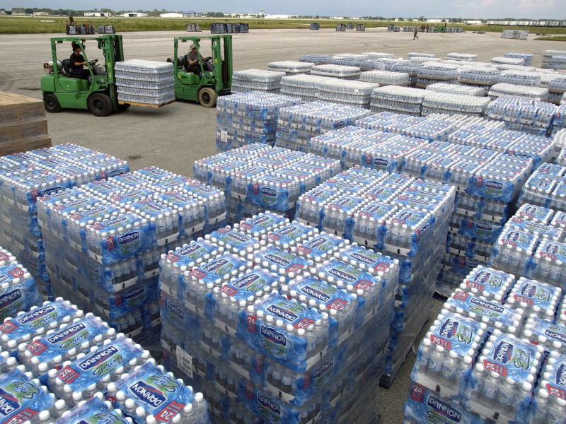 crates of water