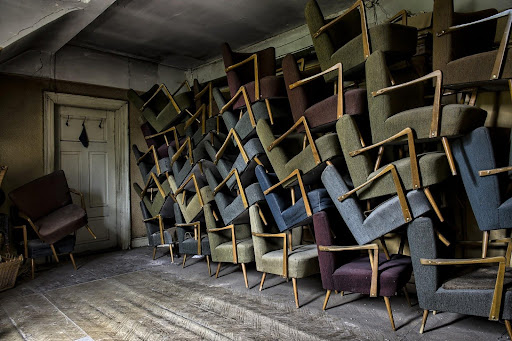 old chairs stacked