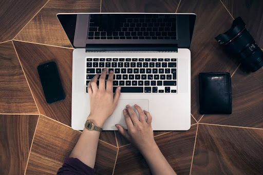 person using macbook