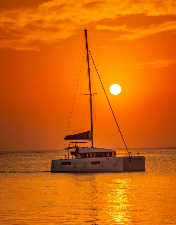 sailing boat with sunset