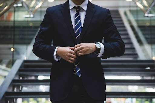 man standing on stairs