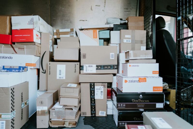parcels in back of van