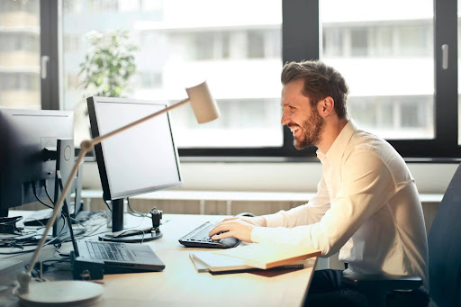 man working at desk