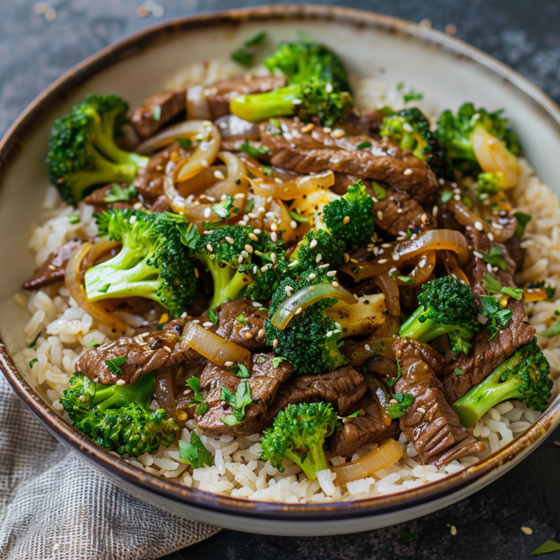 Beef and Broccoli Stir-Fry with Rice