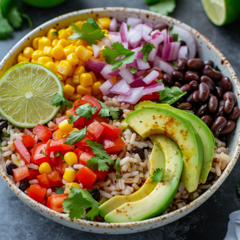 Vegetarian Rice and Bean Burrito Bowls