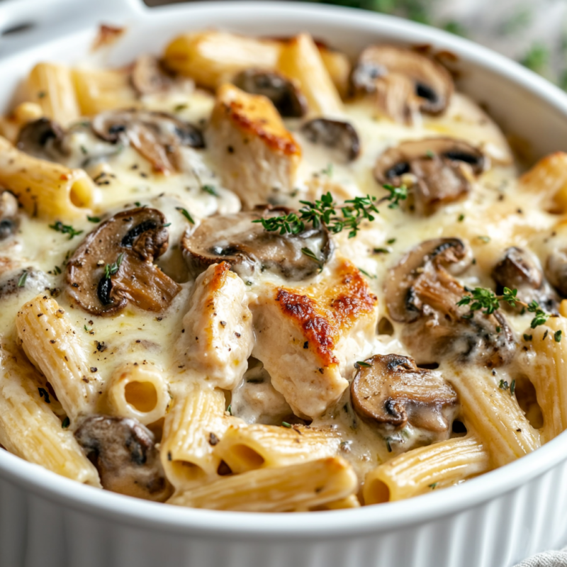 Chicken and Mushroom Pasta Bake