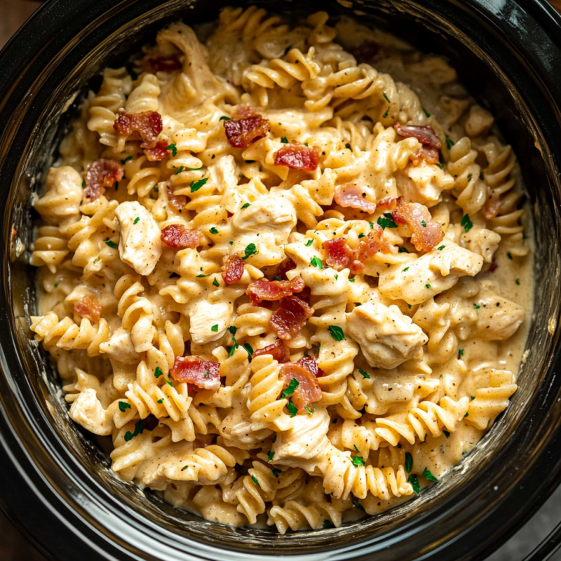 Crockpot Chicken Bacon Ranch Pasta