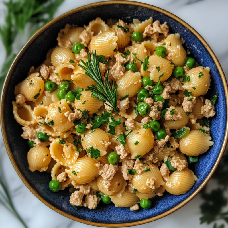 Ground Chicken and Pea Pasta