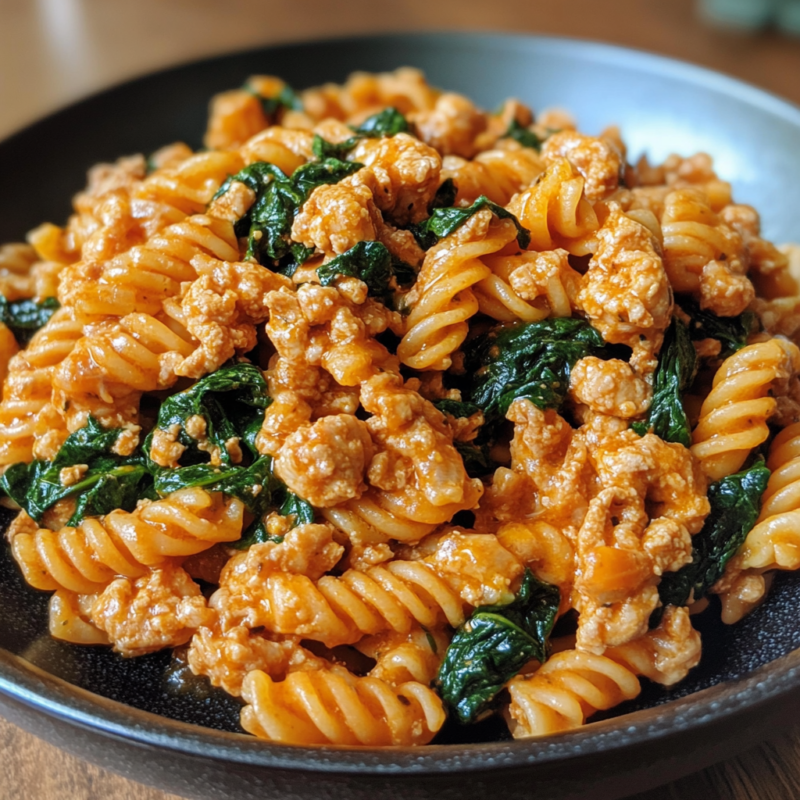 Ground Chicken and Spinach Pasta