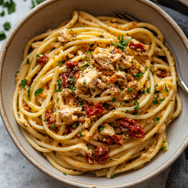 Ground Chicken and Sun-Dried Tomato Pasta