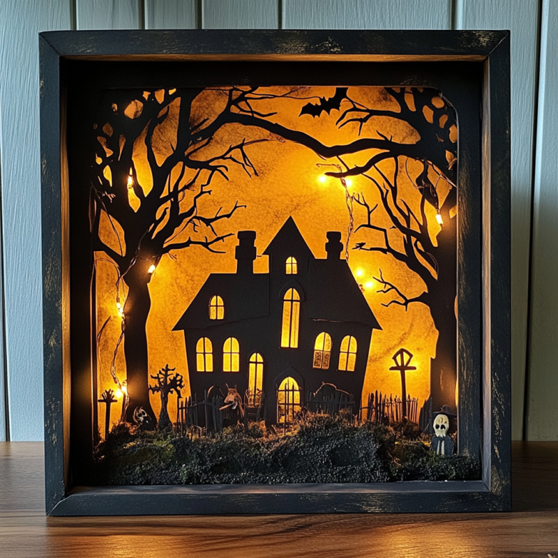 Haunted House Shadow Box