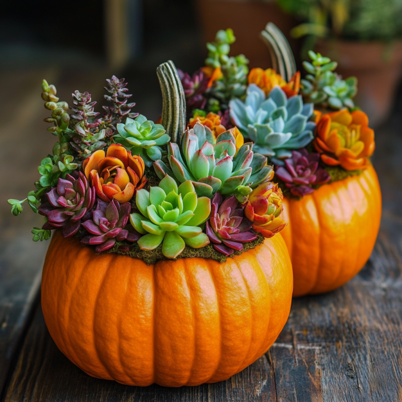 Pumpkin Succulent Centerpiece