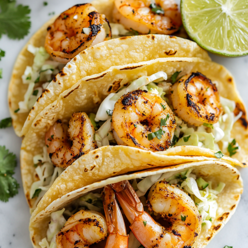 Shrimp Tacos with Cilantro Lime Slaw