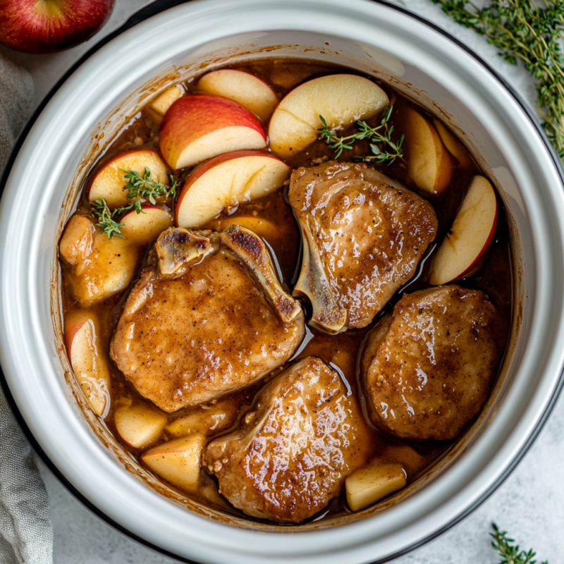 Slow Cooker Apple Cinnamon Pork Chops