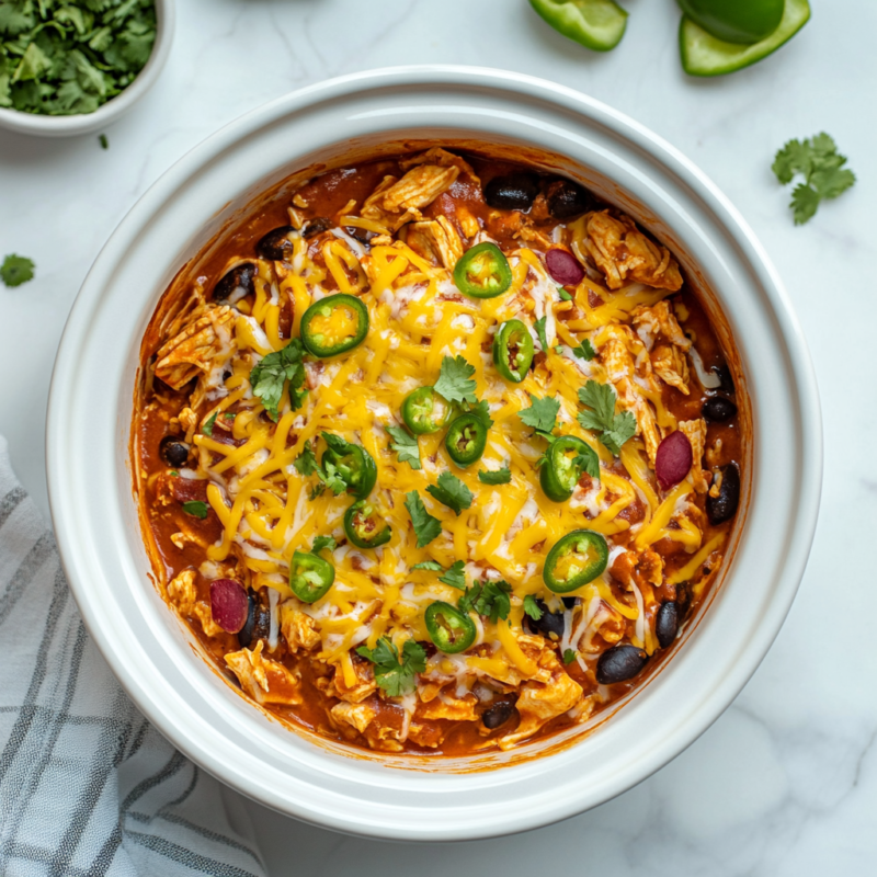  Slow Cooker Chicken Enchilada Casserole