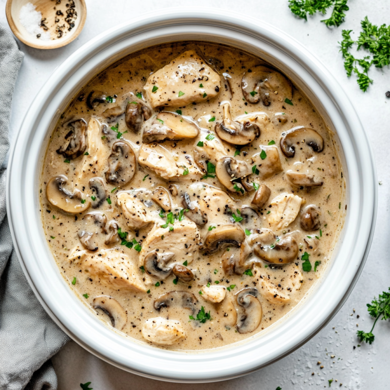 Slow Cooker Chicken Stroganoff