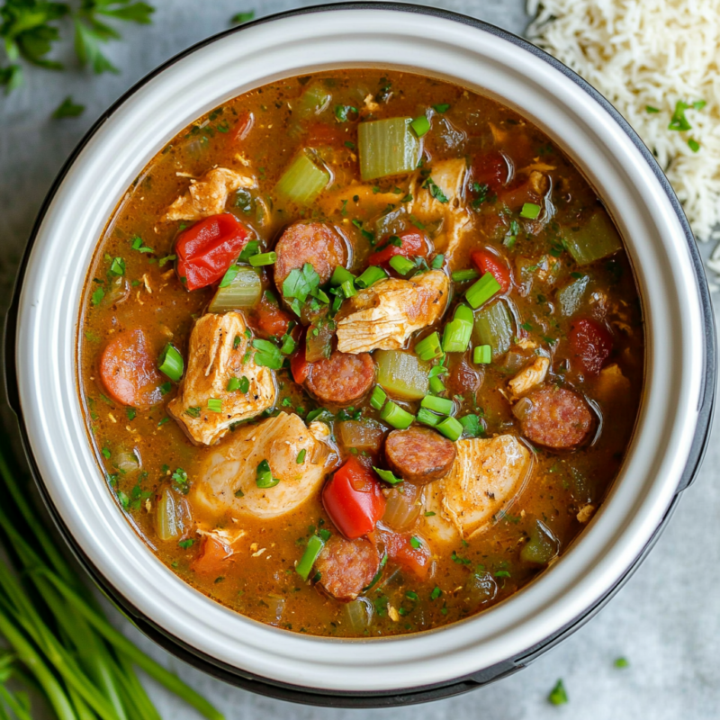 Slow Cooker Chicken and Sausage Gumbo