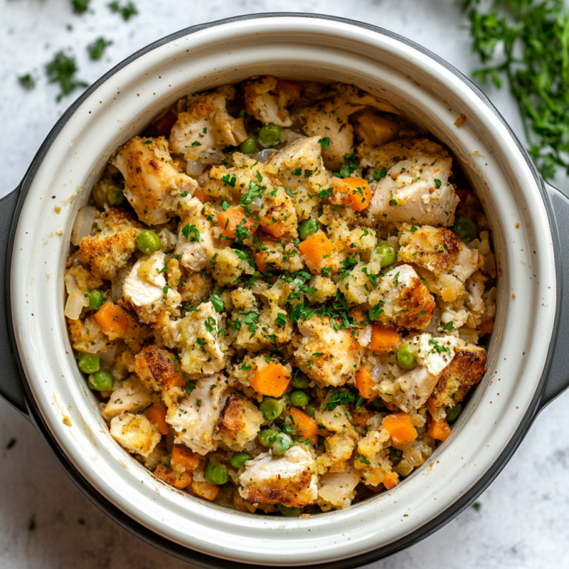 Slow Cooker Chicken and Stuffing