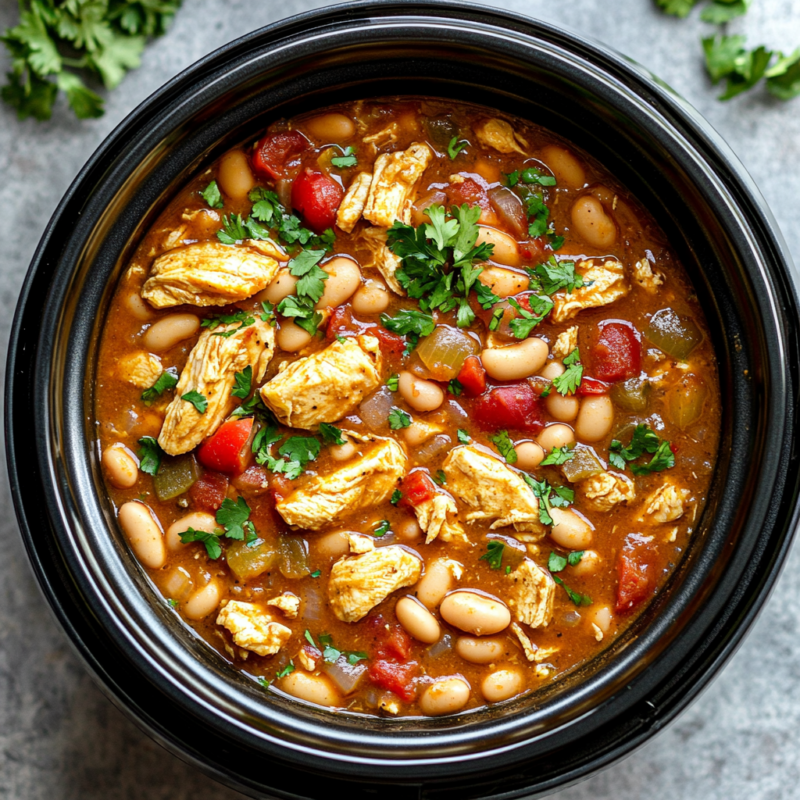 Slow Cooker Chicken and White Bean Chili