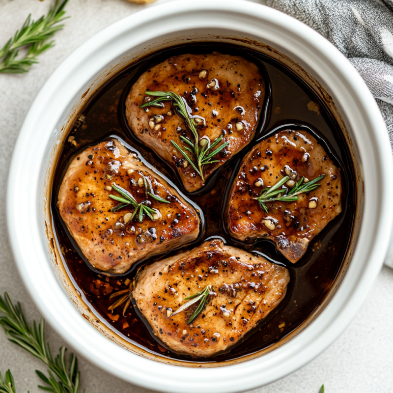 Slow Cooker Maple Balsamic Pork Chops