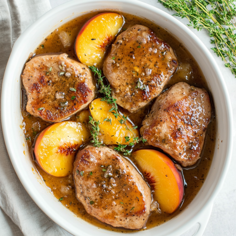 Slow Cooker Peach and Dijon Pork Chops