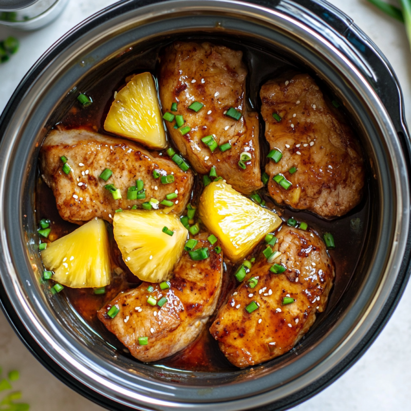 Slow Cooker Pineapple Teriyaki Pork Chops