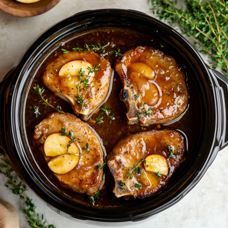 Slow Cooker Pork Chops with Apple Cider Glaze