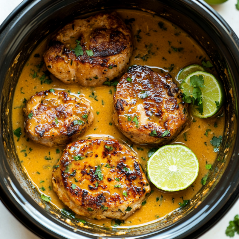 Slow Cooker Pork Chops with Coconut Lime Sauce