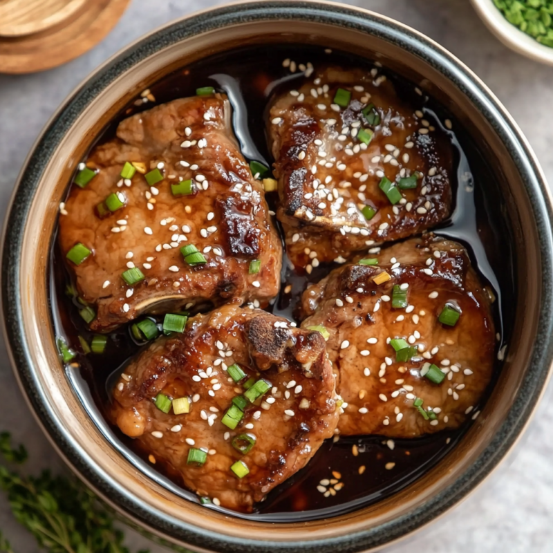 Slow Cooker Pork Chops with Ginger and Soy Sauce