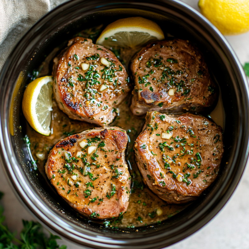 Slow Cooker Pork Chops with Herb Butter