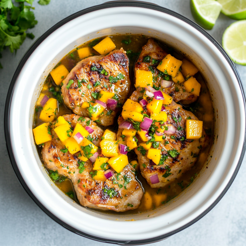 Slow Cooker Pork Chops with Mango Salsa