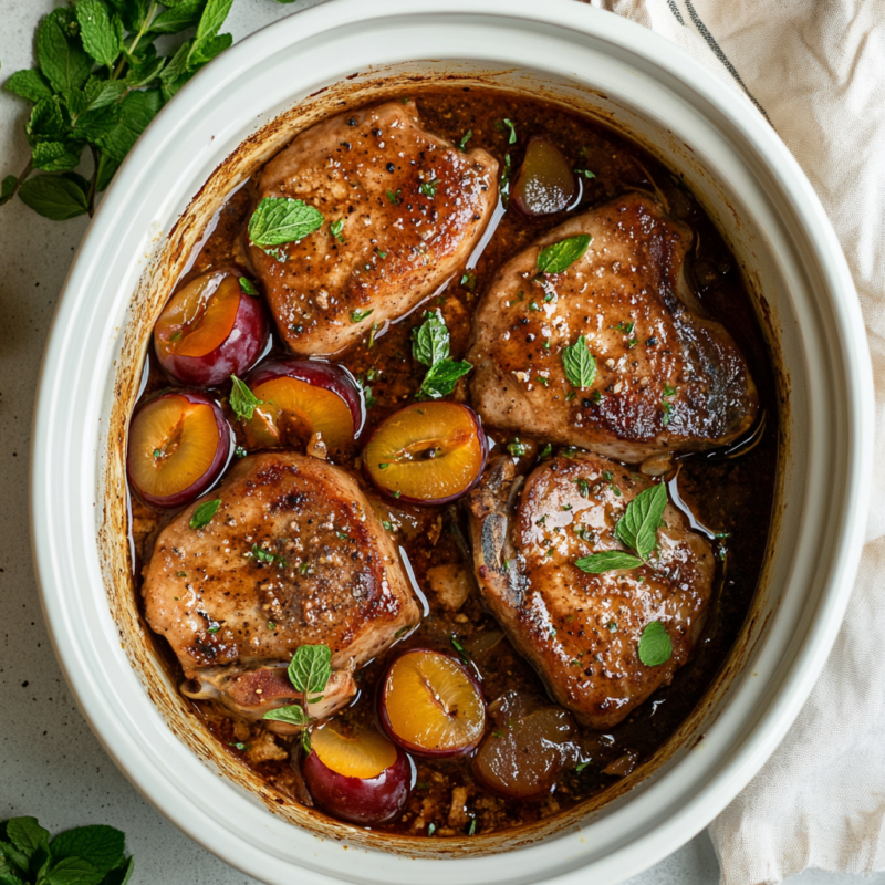 Slow Cooker Pork Chops with Spiced Plum Sauce